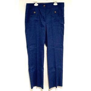 Ann Taylor Petite Blue Wide Leg Twill Tailored Trousers Women's Size 8P